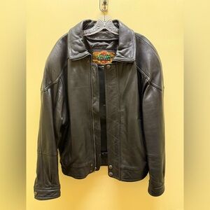 Vintage G.III Men's Black Leather Bomber Jacket size M